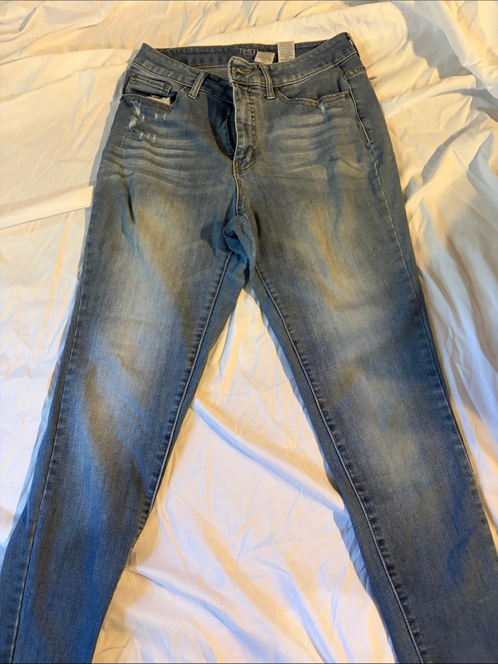 Time and Tru Light Blue Skinny Jeans with Faded Detail